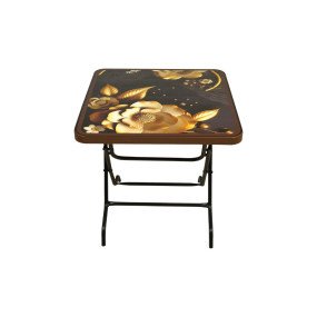 Folding Plastic Coffee Table (Gold Flower)